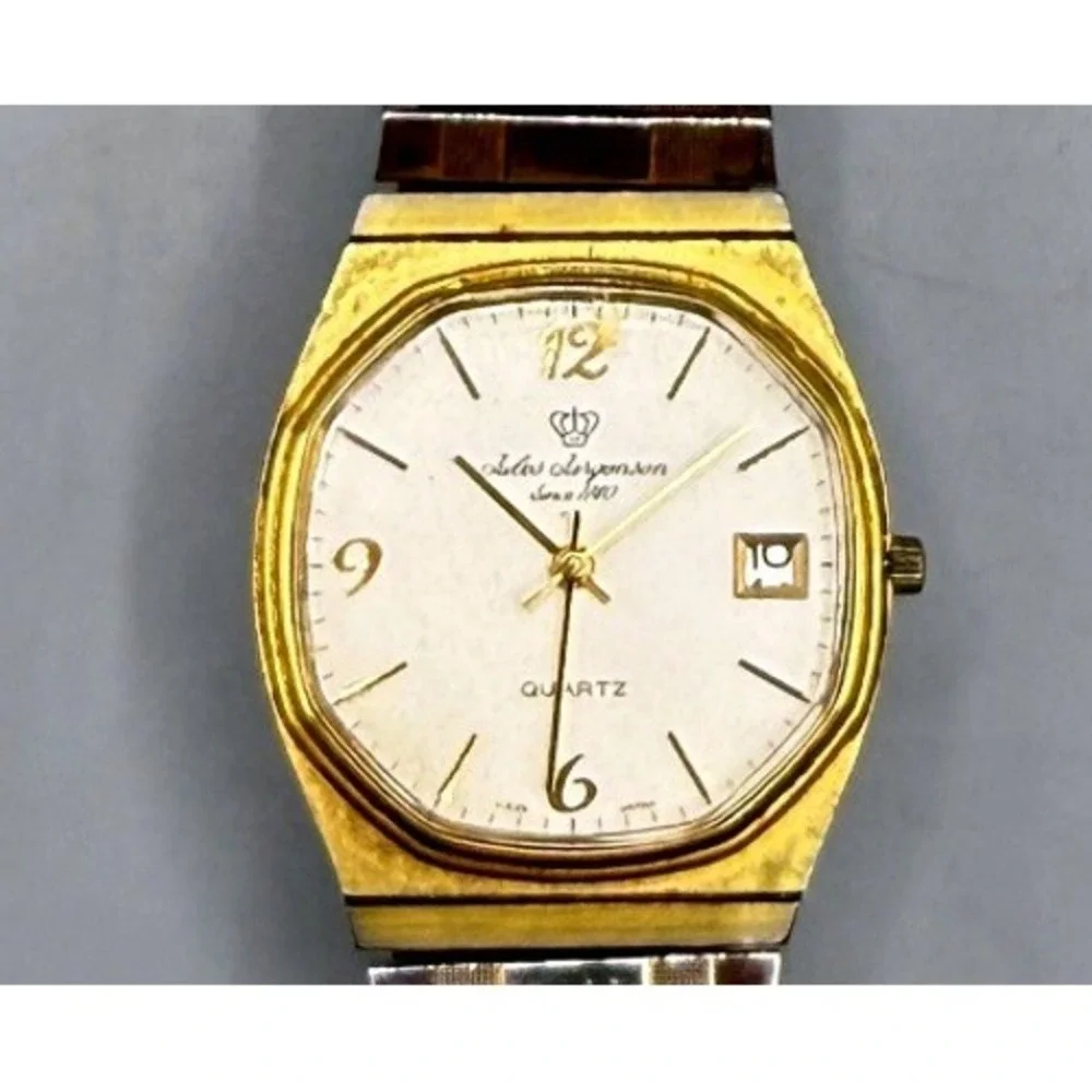 Jules Jurgensen 4530 Quartz Watch Gold Tone 2 Tone Expansion Band Date White
